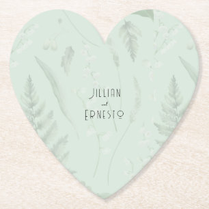 Lily of Valley with Ferns    Soft Green Custom Paper Coaster