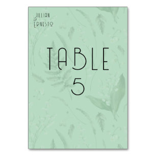 Lily of Valley with Ferns    Soft Green Table Number