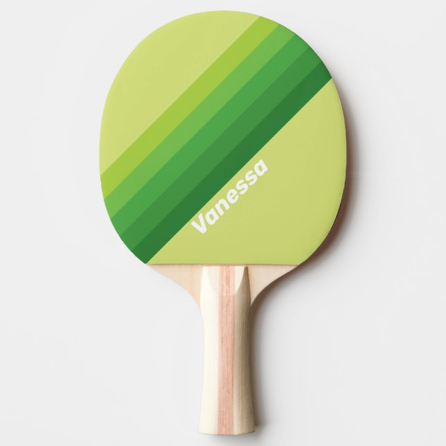 Lily Pad Green Stripes with Name Ping Pong Paddle (Front)