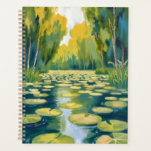 Lily Pad Pond | Nature à l'aquarelle verte