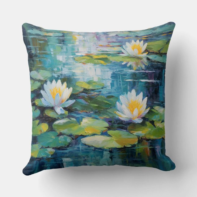 Lily Pad Pond Throw Pillow (Back)