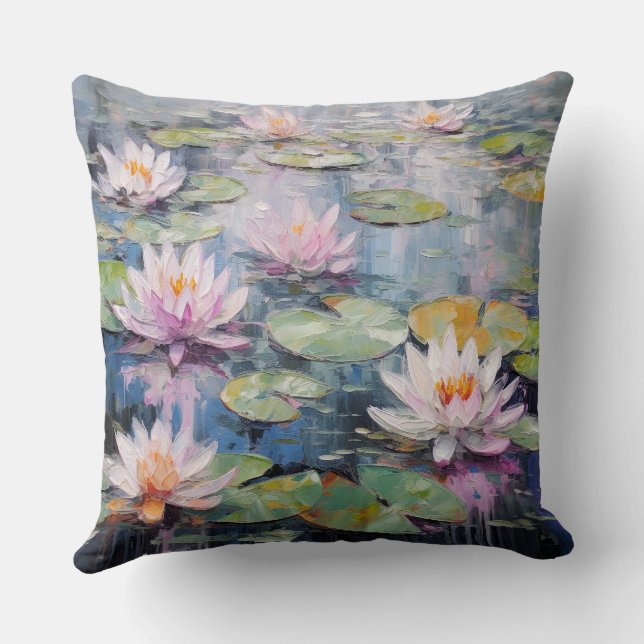 Lily Pad Pond Throw Pillow (Back)