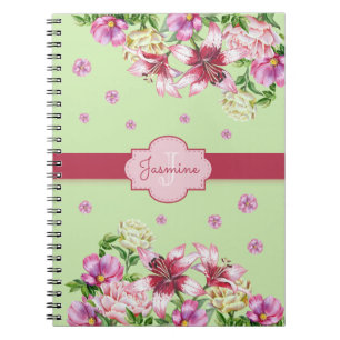 Lily & Peony Floral Mint Notebook