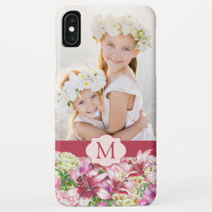Lily Peony Floral Monogram Photo iPhone XS Max Case