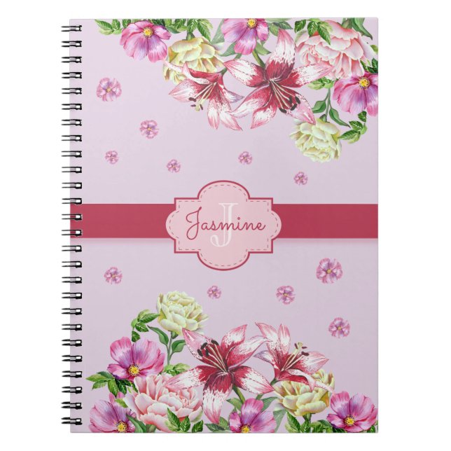 Lily & Peony Floral Purple Notebook (Front)
