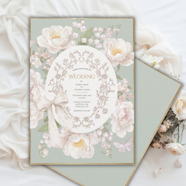 Lily Peony Floral Vintage Wedding Invitation (Creator Uploaded)