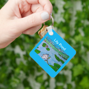 Lily Pond Azure Blue Keychain