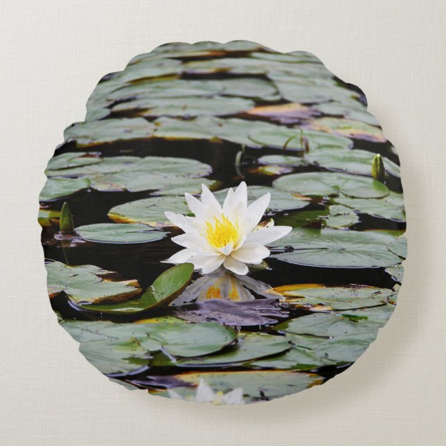 Lily Pond Surprise 1 Round Pillow (Front)