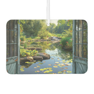 Lily Pond Window Rocks Flowers Plants Waterfall  Air Freshener