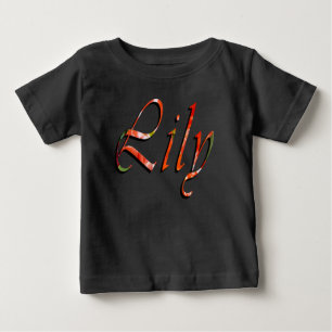 "Lily" Red Floral Lily Name, Baby T-Shirt