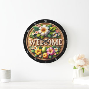 Lily Rope Welcome Farmhouse Clock