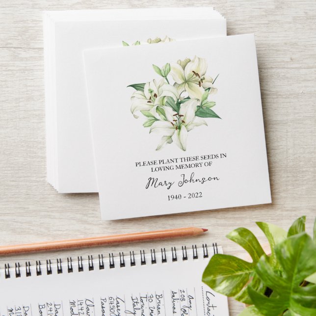 Lily Seed Packet Memorial Funeral Envelope (Stacked)