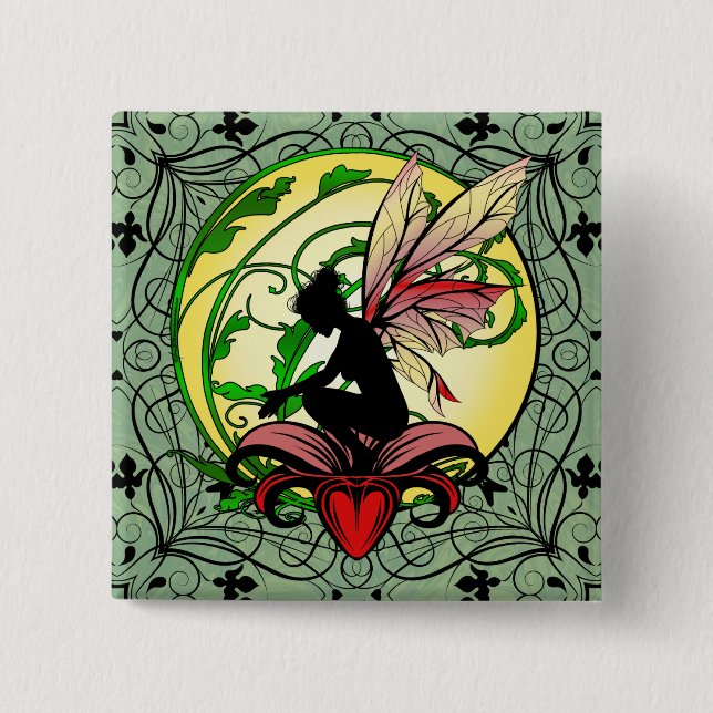 Lily Shadow Fairy 2 Inch Square Button (Front)