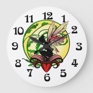 Lily Shadow Fairy Large Clock