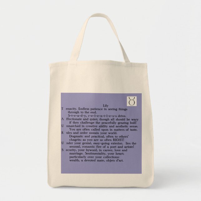 Lily Taurus Apr 20-May 20 poem tote (Front)