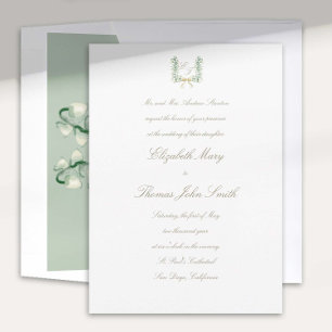 Lily Valley Faux Gold Formal Traditional Wedding Invitation