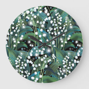 Lily Valley Seamless Pattern Background Large Clock