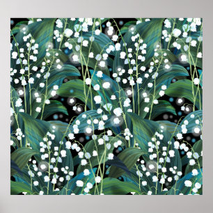 Lily Valley Seamless Pattern Background Poster