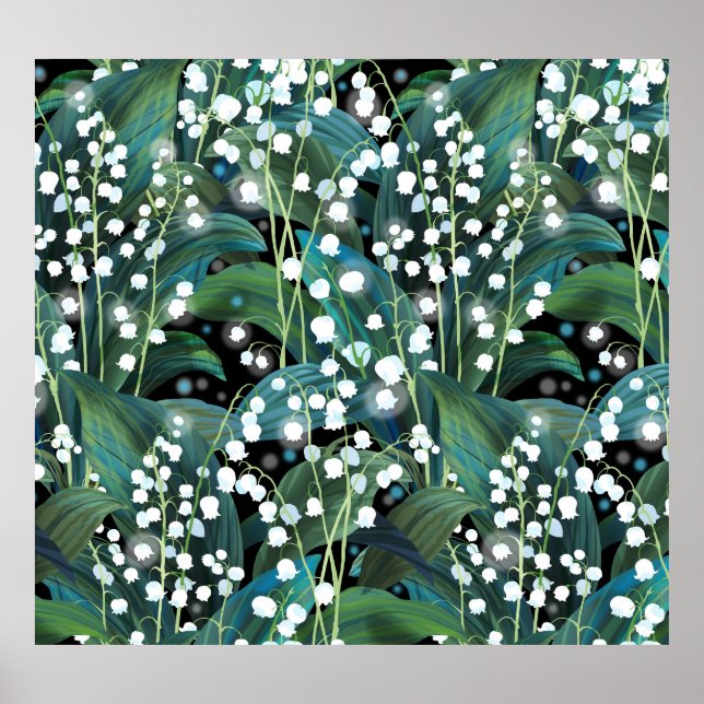 Lily Valley Seamless Pattern Background Poster (Front)
