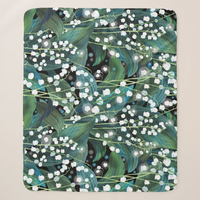 Lily Valley Seamless Pattern Background Sherpa Blanket (Front)