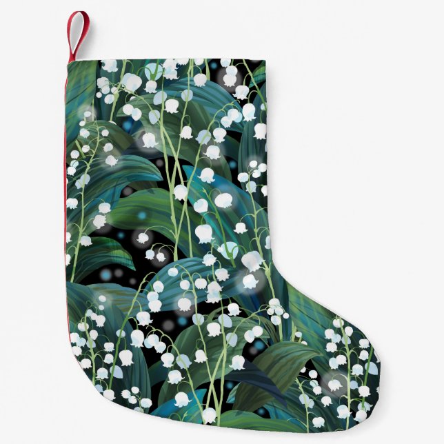 Lily Valley Seamless Pattern Background Small Christmas Stocking (Front)