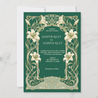 Lily Wedding Invitation Elegant Floral Frame