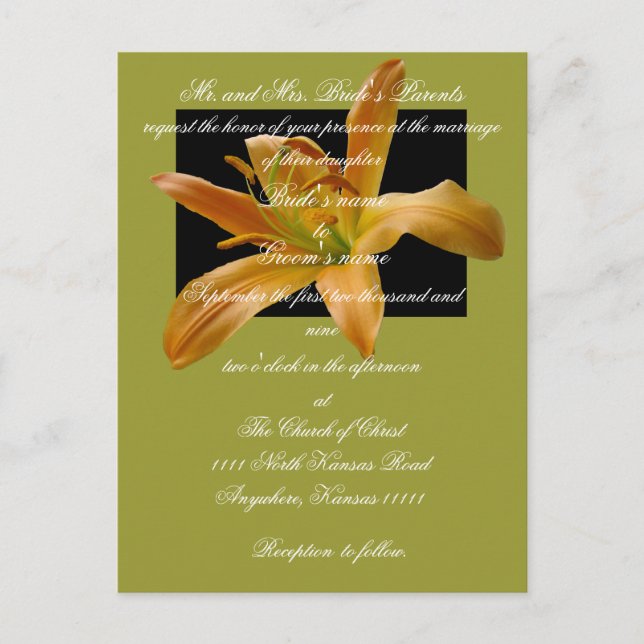 Lily Wedding invitation with scripture Postcard (Front)