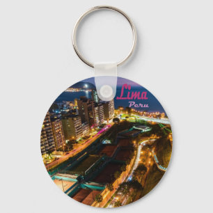 Lima Peru Capital Pacific Coast City Lights Night Keychain