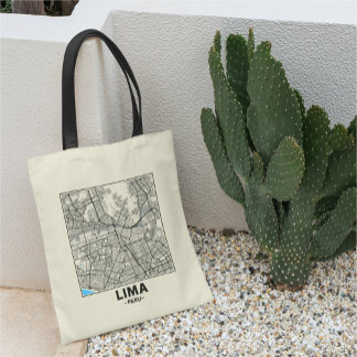 Lima, Peru, City Map Tote Bag