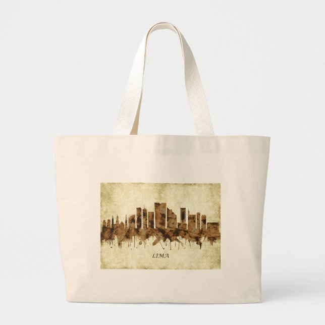 Lima Peru Cityscape Large Tote Bag (Front)