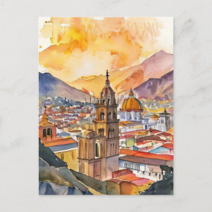 Lima, Peru cityscape watercolor painting Postcard
