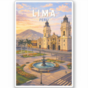 Lima Peru Illustration Travel Art Vintage