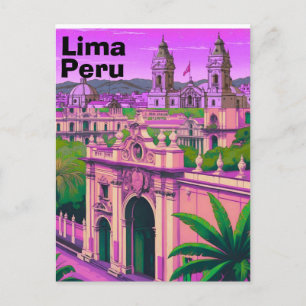 Lima Peru Travel Postcard, Peru Travel Art, Lima P Holiday Postcard