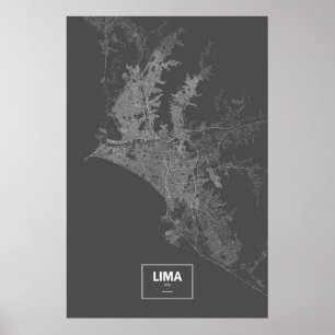 Lima, Peru (white on black) Poster