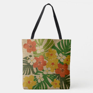 Limahuli Garden Vintage Hawaiian Floral Beach Bag