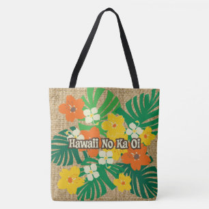 Limahuli Garden Vintage Hawaiian Floral Beach Bag
