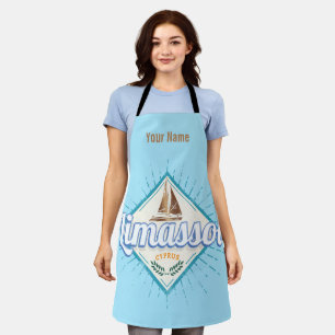 Limassol City Cyprus Retro Sailing Ship Vintage Apron