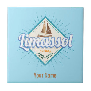 Limassol City Cyprus Retro Sailing Ship Vintage Lu Tile