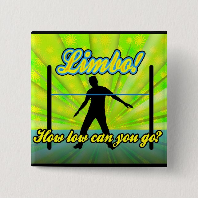 Limbo, Colourful Neon Party 2 Inch Square Button (Front)