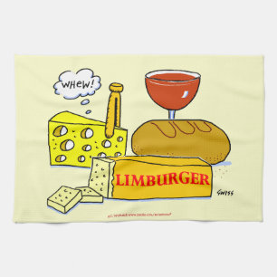 Limburger Cheese Bread and Wine Humourous Kitchen Towel