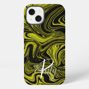  Lime Agate Marble Abstract Name Monogram Name iPhone 13 Case