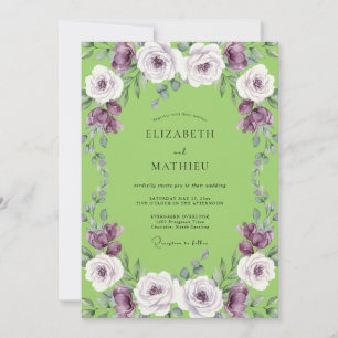 Lime Amethyst Rose Wedding Invitation