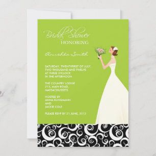 Lime and Black Bridal Shower Invitations