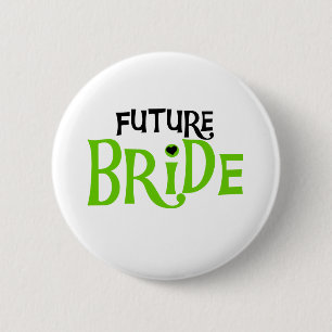 Lime and Black Future Bride 2 Inch Round Button