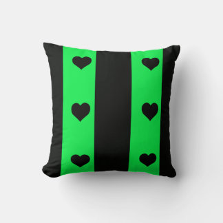 Lime And Black Heart Cushion
