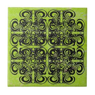 Lime and Black Retro Tiles