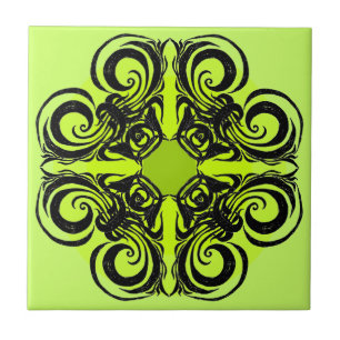 Lime and Black Retro Tiles