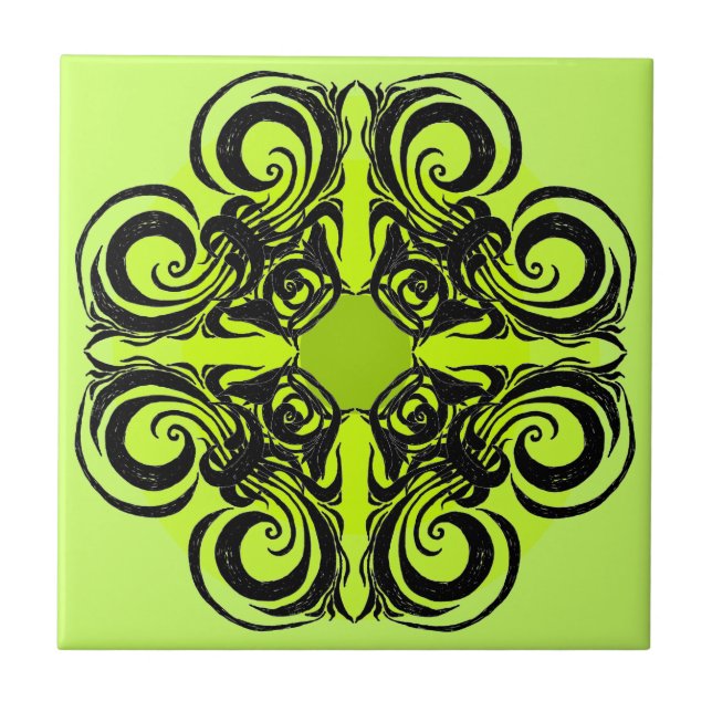 Lime and Black Retro Tiles (Front)