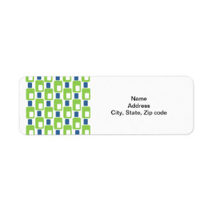Lime and Blue Rectangles Return Address Label