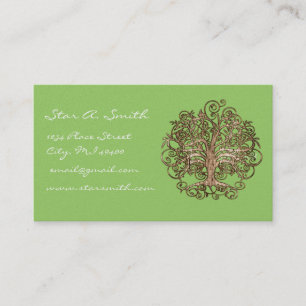 Lime and Brown Tree Business Card